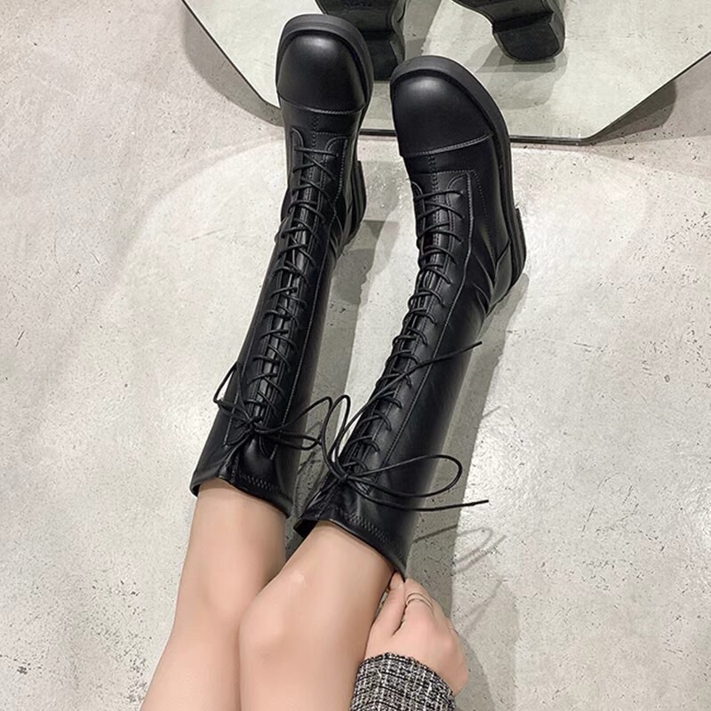 Boot đùi loại dài đan dây- loại đế mảnh 3cm