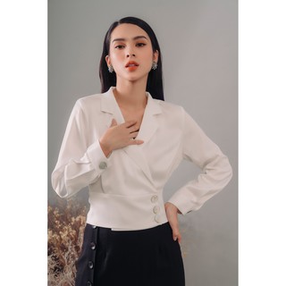 Áo lụa cổ danton đắp chéo Gunich (nhiều màu)