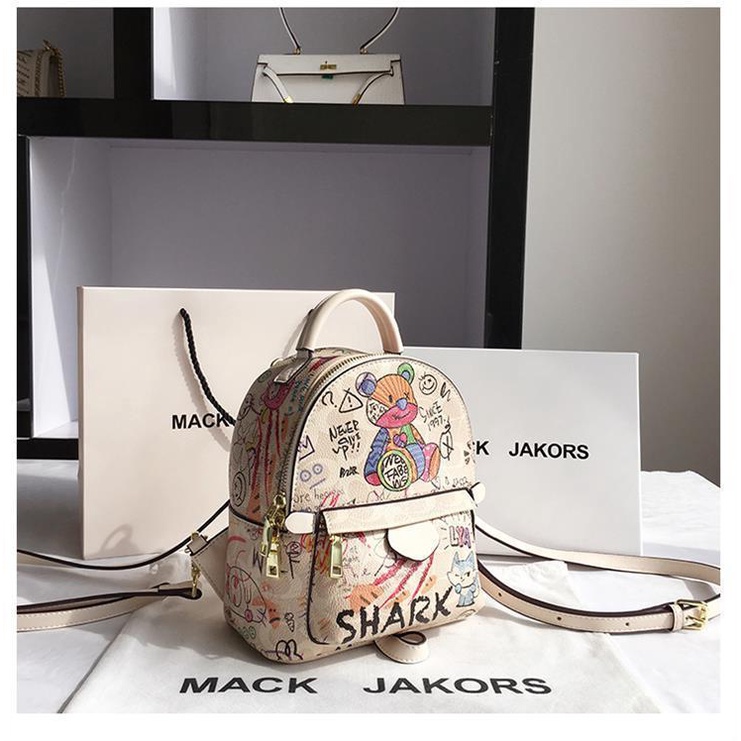 Balo da mini Chuwanglin họa tiết graffiti thời trang cho nữ