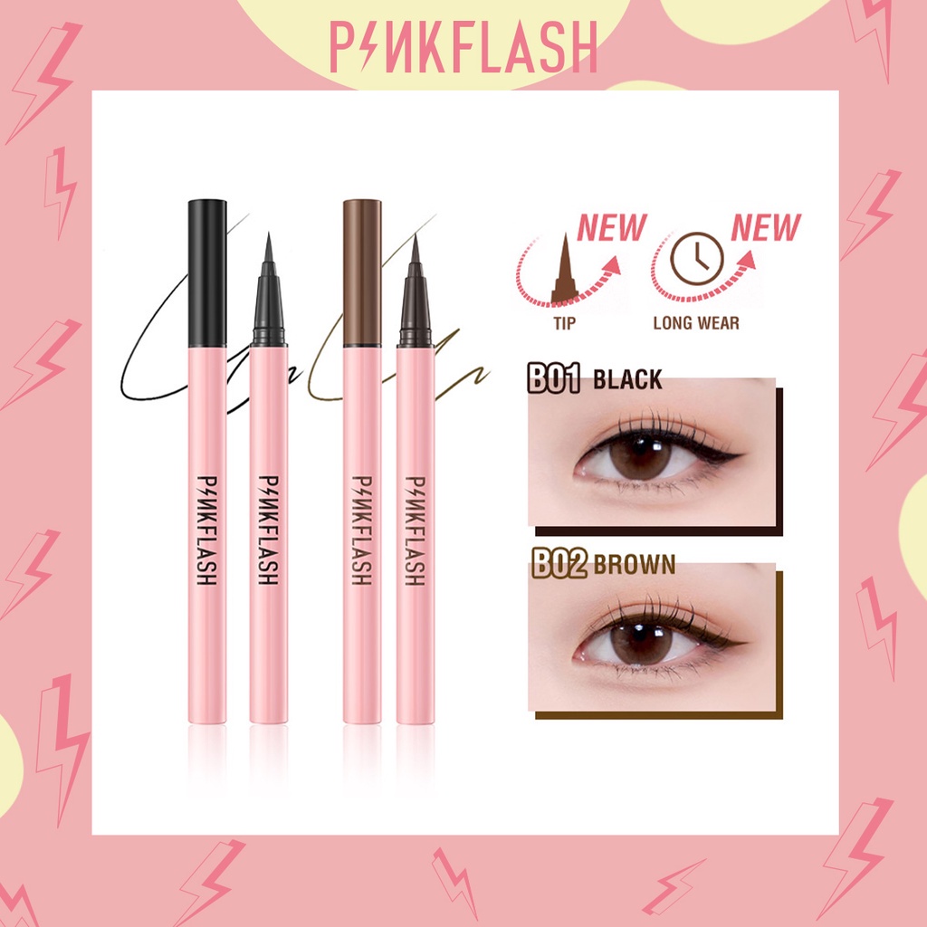 Bút Kẻ Mắt Dạng Lỏng Màu Đen Tuyền Không Thấm Nước Lâu Trôi Pinkflash OhMyLine