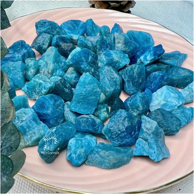 Đá thô BLUE APATITE màu xanh lam sưu tầm, handmade, reiki, thanh tẩy thiền định