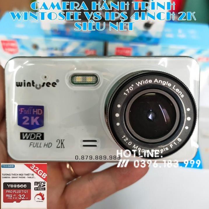 [RẺ NHẤT SÀN ] CAMERA HÀNH TRÌNH Ô TÔ WINTOSEE V8 4INCH 2K SIÊU NÉT - KÈM CAM LÙI