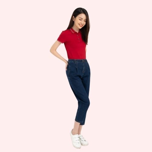 Quần jean skinny lưng cao nữ Yody, baggy cạp cao, vải bò co giãn ống côn QJN3076