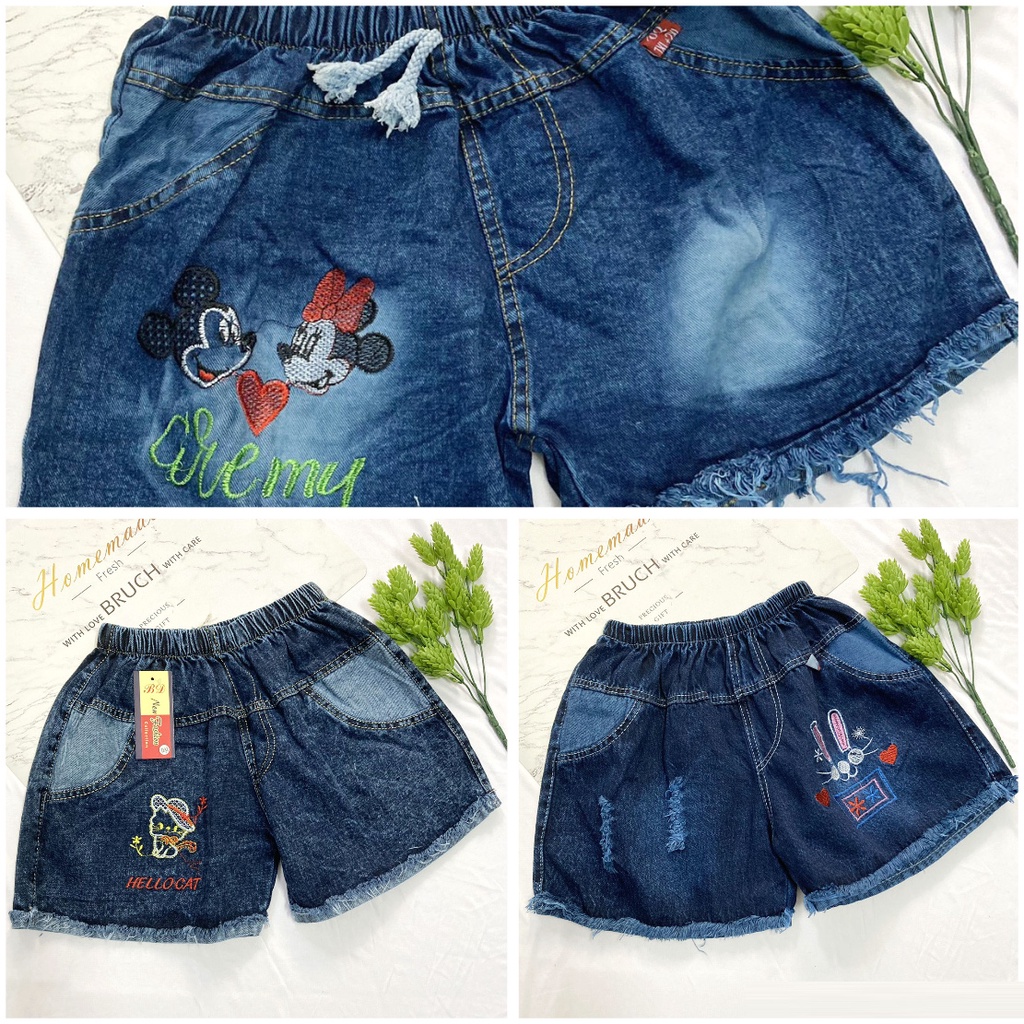 Quần đùi bé gái freesize từ 45-48kg quần short jean mềm - QG46 - SIZEDAI