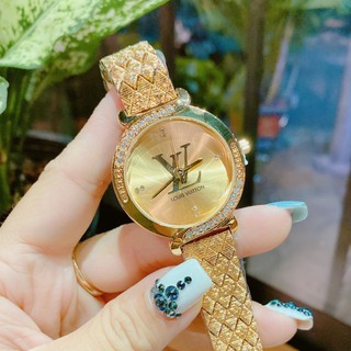 Đồng hồ nữ LV viền đá, mặt trơn sáng, hàng full box, thẻ bảo hành 12 tháng -Donghp.lv