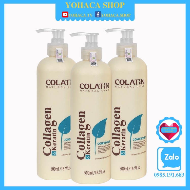 Dầu gội đầu, Dầu xả mền mượt Collatin collagen keratin 500ml