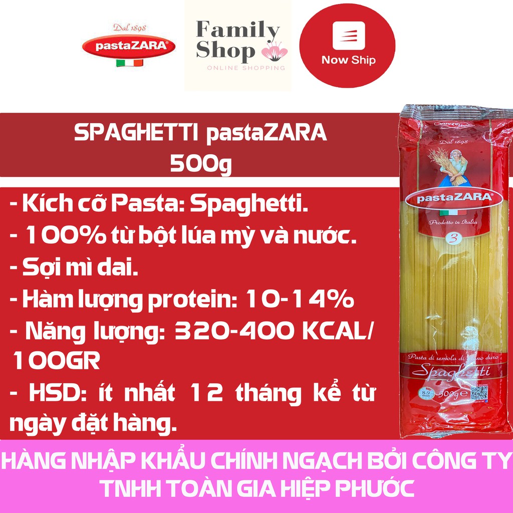 [Hàng Chính Hãng] Mỳ Ý 03 Spaghetti Thương Hiệu pastaZara 500g