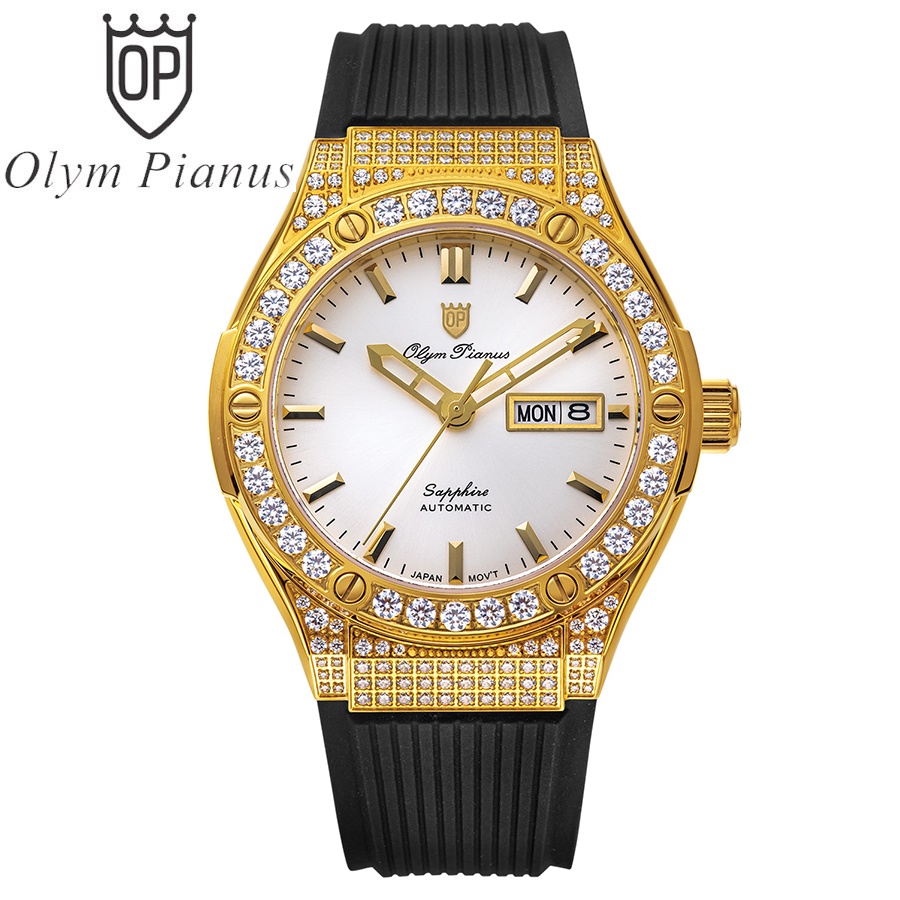 Đồng hồ nam dây cao su chính hãng Olym Pianus OP990-45 OP990-45ADDGK-GL trắng