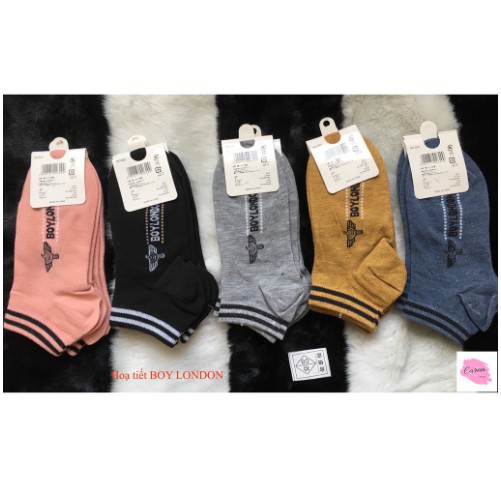 Combo 5 đôi tất nữ xuất hàn in họa tiết boy london chất cotton cực mềm mịn
