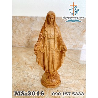 Tượng Đức Mẹ Ban Ơn bằng gỗ 20cm để bàn | myngheconggiao.vn | Liên Hệ zalo