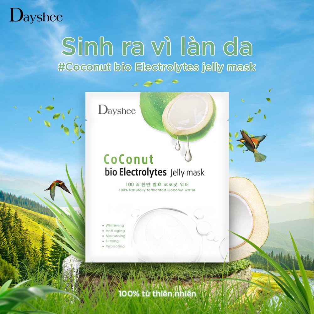 Mặt nạ Dayshee Jelly Mask - Mặt nạ thạch dừa DayShee Coconut Bio Electrolytes dưỡng ẩm, nâng cơ tức thì