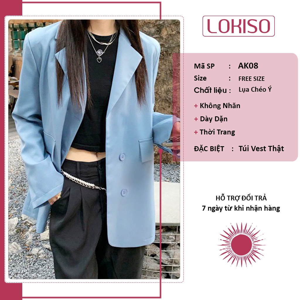 Áo blazer nữ tay dài dáng rộng công sở ulzzang bigsize LOKISO AK08 | BigBuy360 - bigbuy360.vn