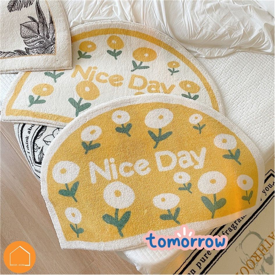 Thảm chùi chân, thảm lau chân, hình bán nguyệt, lông cừu mềm mịn,đế chống trơn trượt.