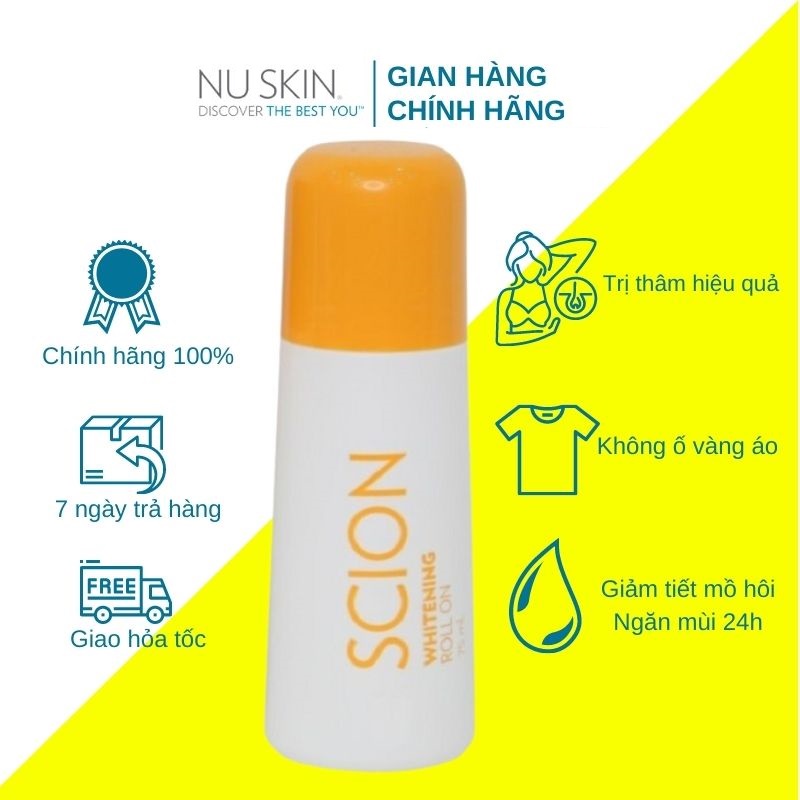 Lăn khử mùi Scion Nuskin 75ml ngăn mùi hôi nách không làm ố quần áo, làm sáng vùng da dưới cánh tay