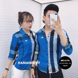 Áo sơmi kẻ bbr xanh nam/nữ cực đẹp