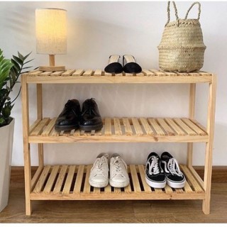 [SẴN giá Xưởng-Gỗ Thông Nga Nhập Khẩu] Kệ giày dép gỗ 3 tầng size lớn 100cm loại 1 phong cách Hàn Quốc sơn chống mối mọt