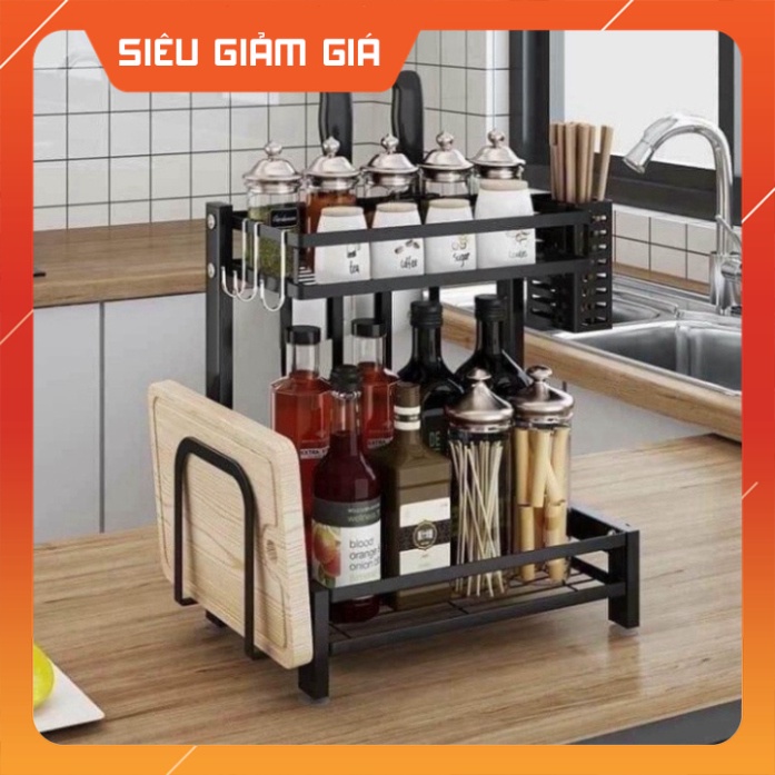 KỆ GIA VỊ 2 TẦNG SẮT PHỦ SƠN TÍNH ĐIỆN SIÊU BỀN