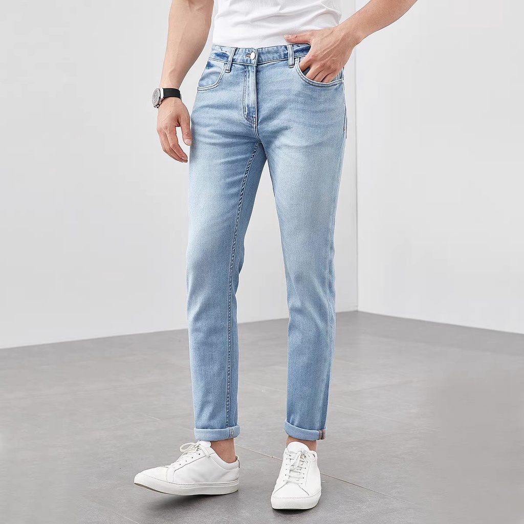 Quần bò nam co giãn 4 chiều ống đứng, quần jeam nam trơn dáng ôm chất vải cao cấp Shopbojin
