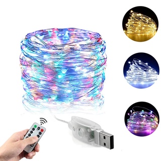 Dây đèn led USB điều khiển từ xa 8 chế độ dài 5/10m trang trí giáng sinh/đám cưới/sân vườn