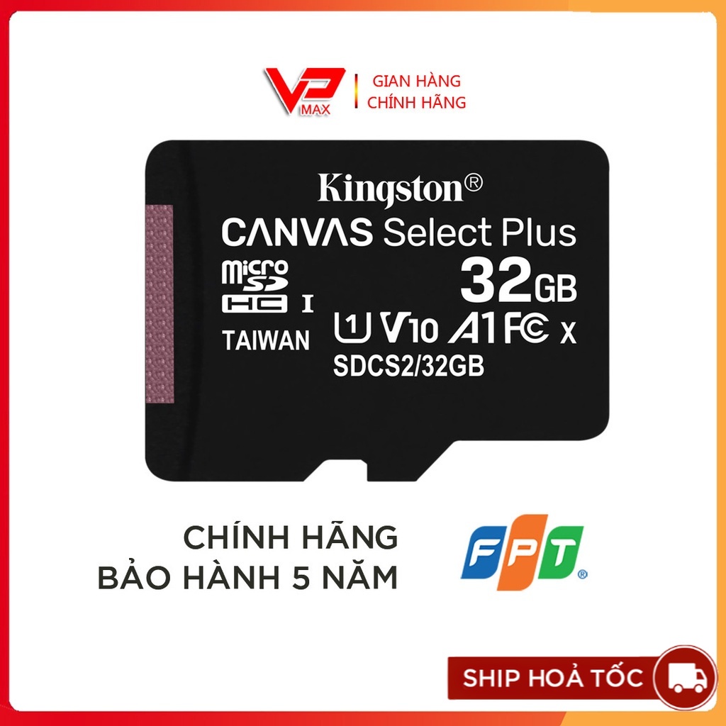 Thẻ nhớ 32GB Kingston micro SDHC Canvas Select Plus tốc độ cao 100MB/s