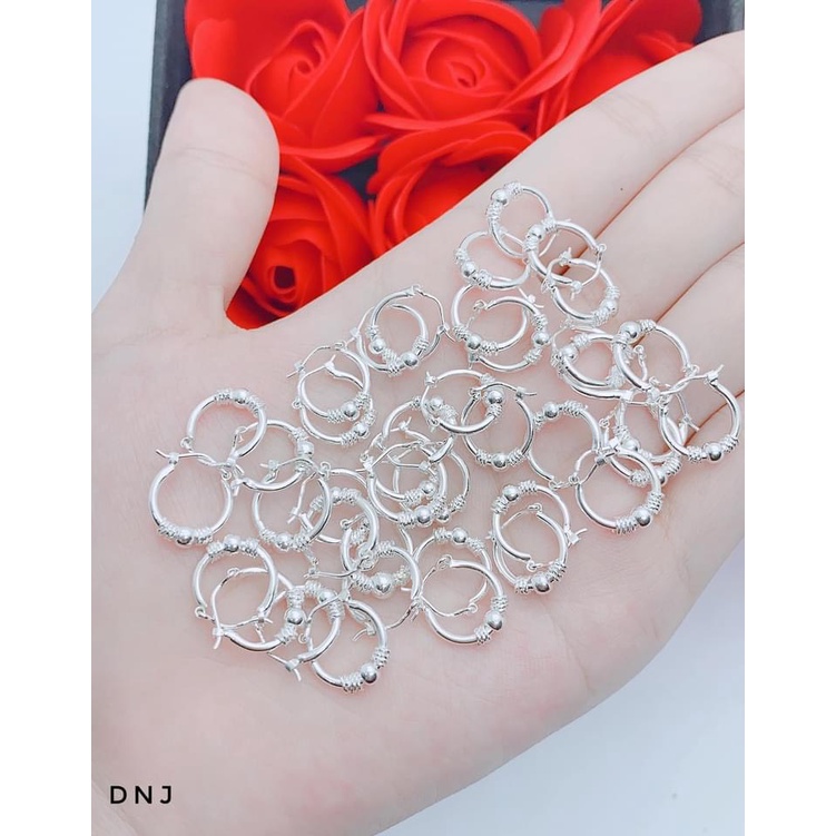 Bông tai bi tròn xinh cá tính chuẩn bạc thật - Kho sỉ bạc Nhất Linh