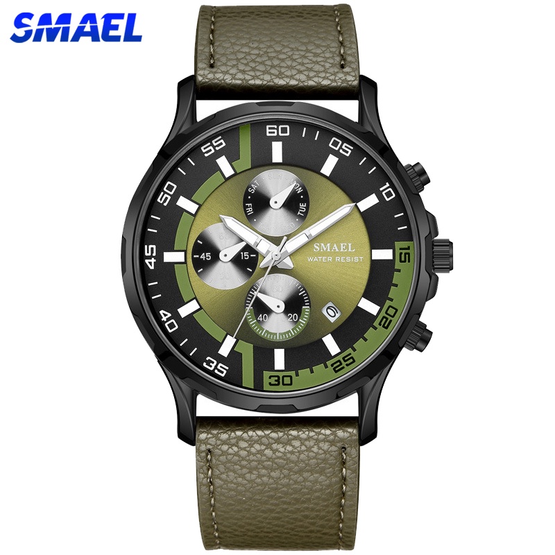 Đồng Hồ Quartz SMAEL 9601 Sang Trọng Với Dây Đeo Da