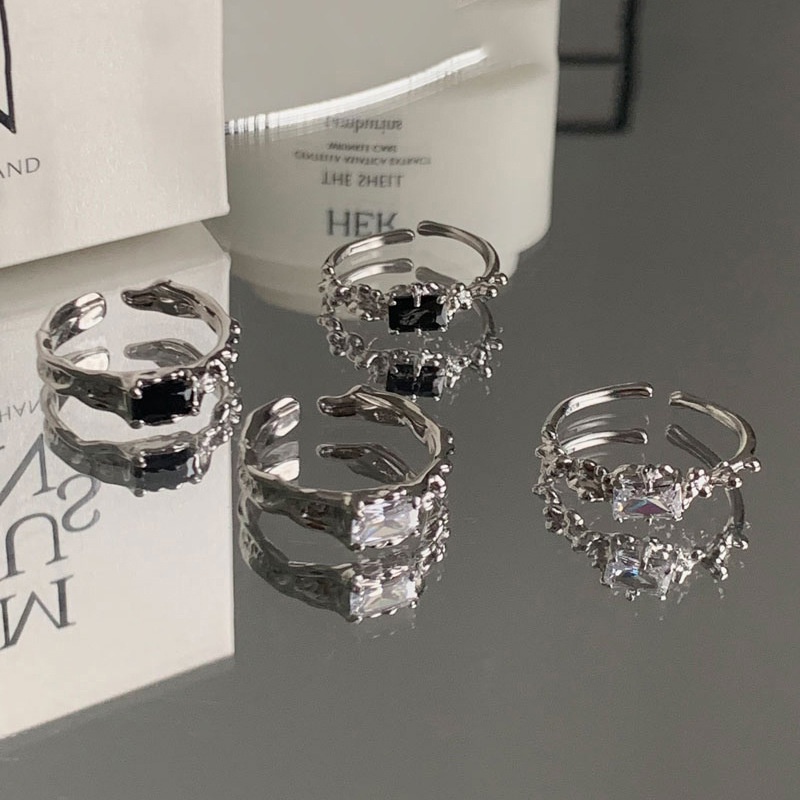 Bộ Nhẫn Đính Đá zircon Phong Cách Hiphop Thời Trang Cho Nam Nữ