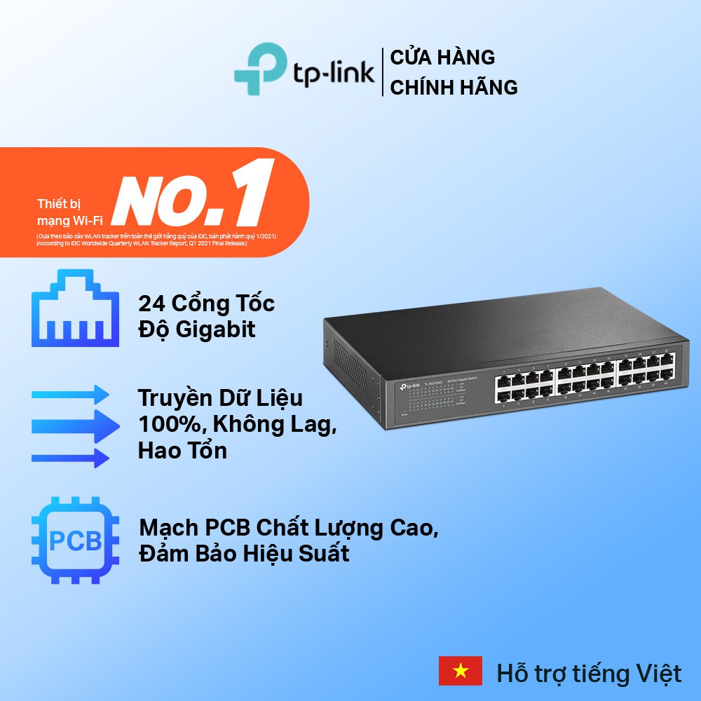 [Mã ELCL12 giảm 9% đơn 300K] Bộ Chia Tín Hiệu TP-Link TL-SG1024D 24 Cổng RJ45 10/100/1000Mbps