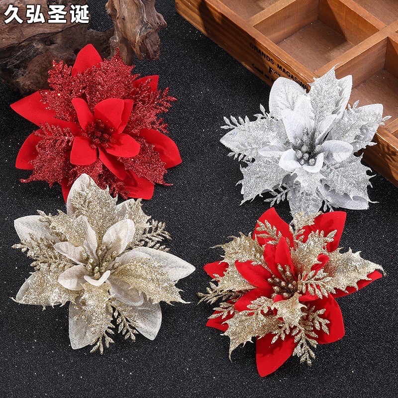 Hoa trang trí Giáng sinh, tết ,nhà cửa,chụp hình có phủ tuyết