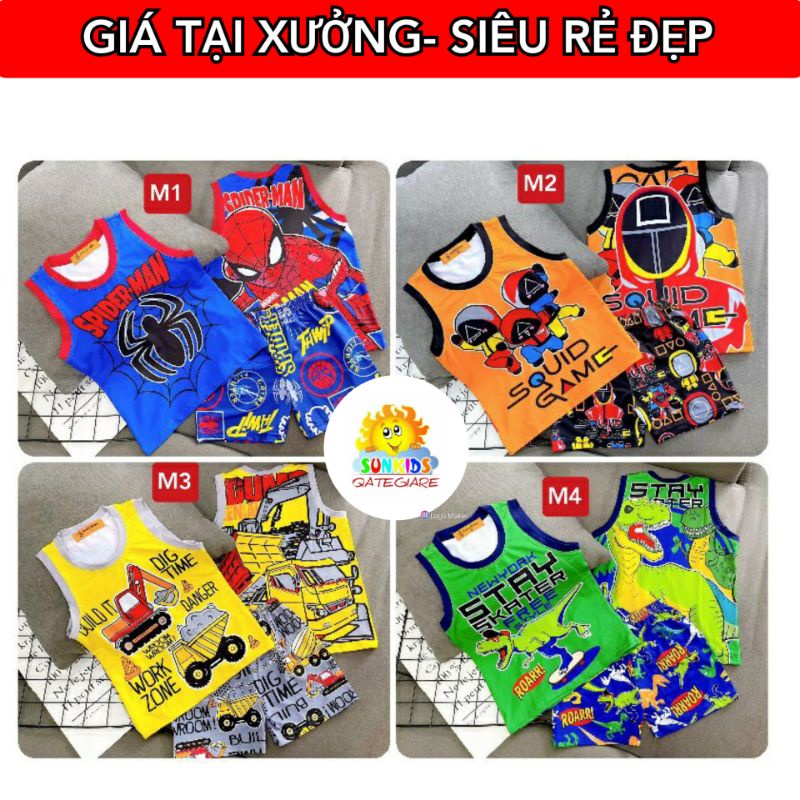 🔥TẬN GỐC🔥(20KG-40KG) Đồ bộ bé trai sát nách thun lạnh in 3D| BBN62 đẹp cho bé trai size đại ANNAKIDS LOẠI 1 23 đến 42kg