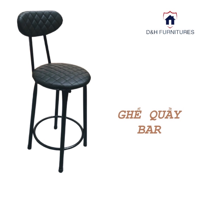 Ghế quầy bar cao - Ghế ban công, thu ngân có tựa nệm êm xe hơi thủ công nhiều mẫu-D&H Furnitures