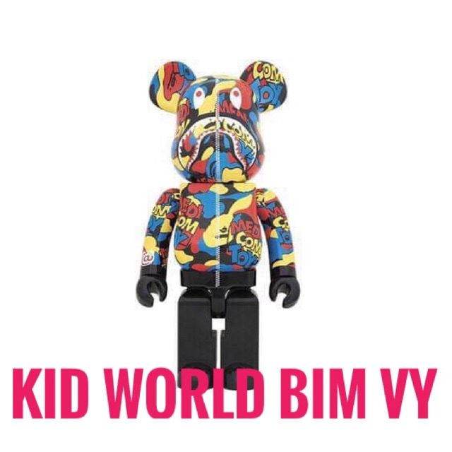 Chú gấu "bụng phệ" Bearbrick BAPE Shark Camo 400%, hàng chính hãng.