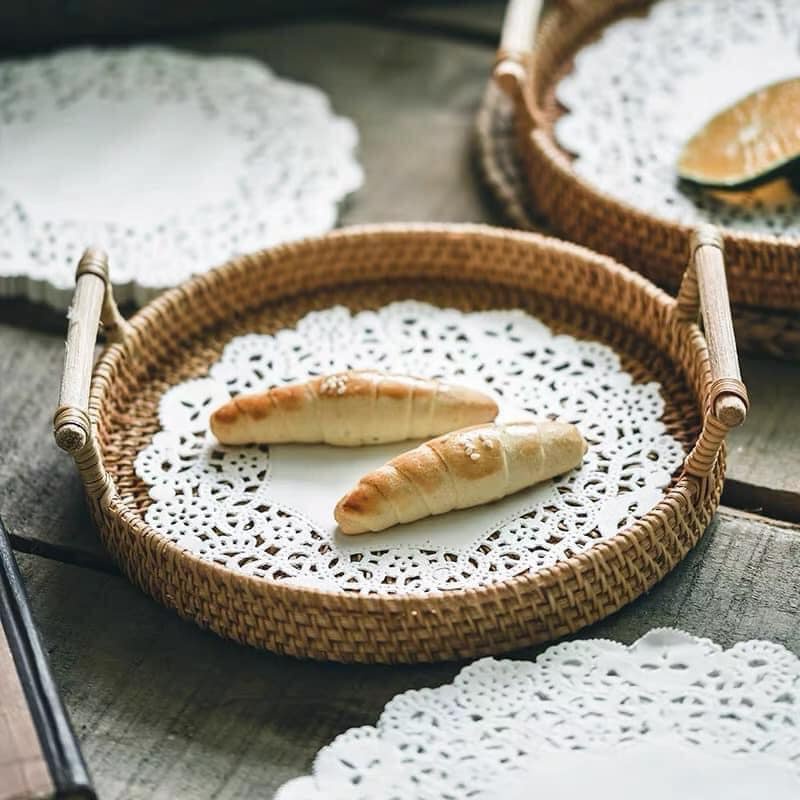 [Đục Hoa Văn] Giấy nến thấm dầu tròn hình hoa văn