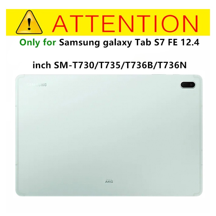 Bao da gập 3 thức ngủ tự động có khe giữ bút cho Samsung Galaxy Tab S7 FE 2021 12.4 inch SM-T730 T735 T736B