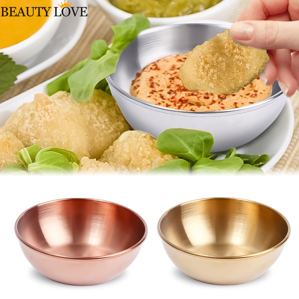 [Mới] Đĩa Đựng Nước Sốt / Gia Vị Nhỏ Hình Tròn Bằng Thép Không Gỉ Màu Vàng Kim Dành Cho Nhà Bếp