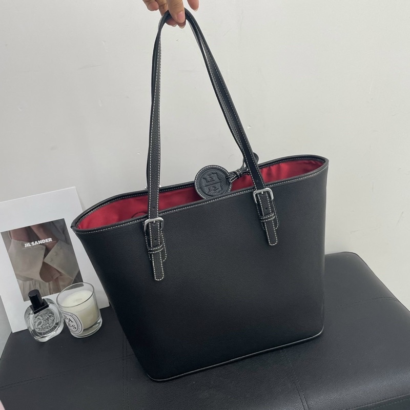 TNS-Túi tote công sở da thật vừa laptop siêu hottrend Tucker Tweed tote bag-tone đen sang trọng logo James River