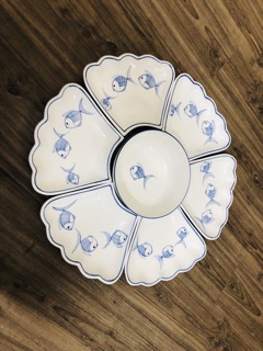 Bộ đồ ăn hoa mặt trời- vẽ cá