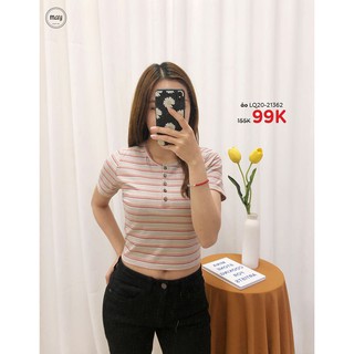 Áo croptop kẻ ngang khuy cổ #76