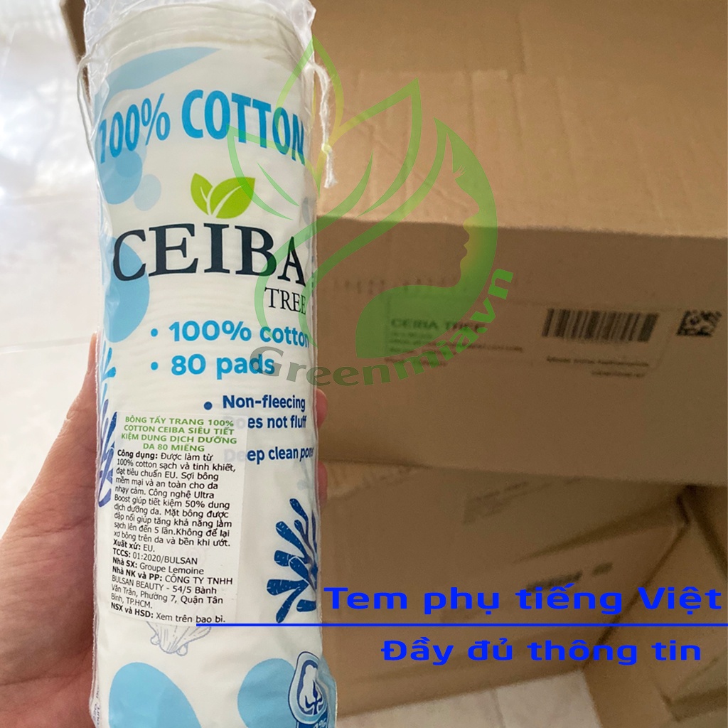 Bông Tẩy Trang Ceiba 100% Cotton Hữu Cơ Tự Phân Hủy Sinh Học Không Để Lại Sợi Ceiba Tree 80 Miếng