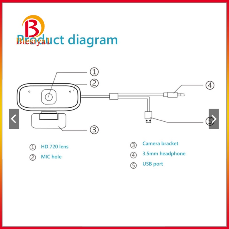 Webcam Blesiya1 720p Tích Hợp Mic Cho Máy Tính Bàn / Laptop / Máy Tính Bảng | BigBuy360 - bigbuy360.vn