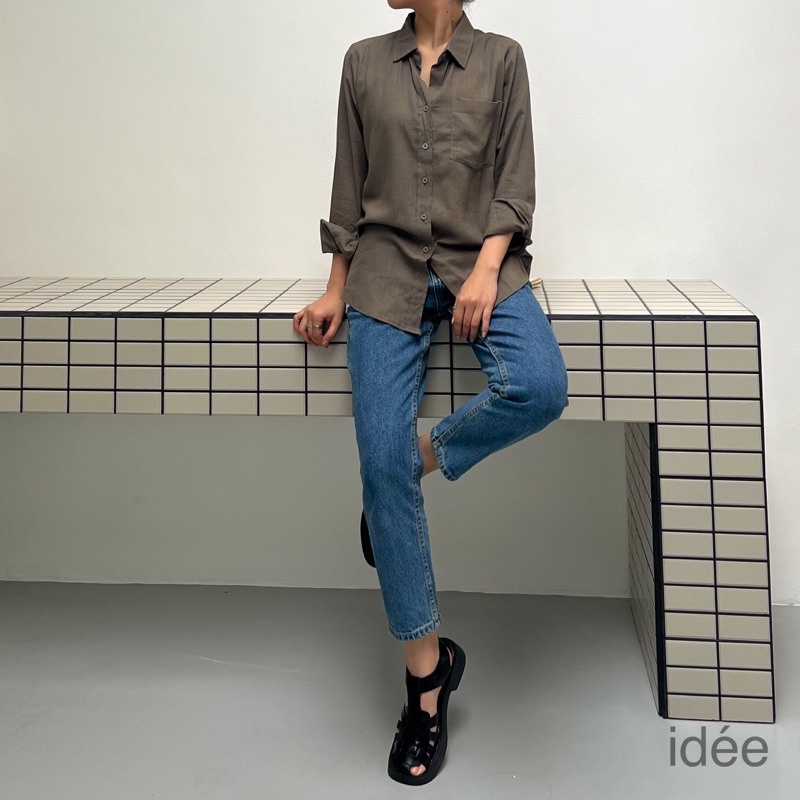 Áo sơ mi idée tay dài vải linen