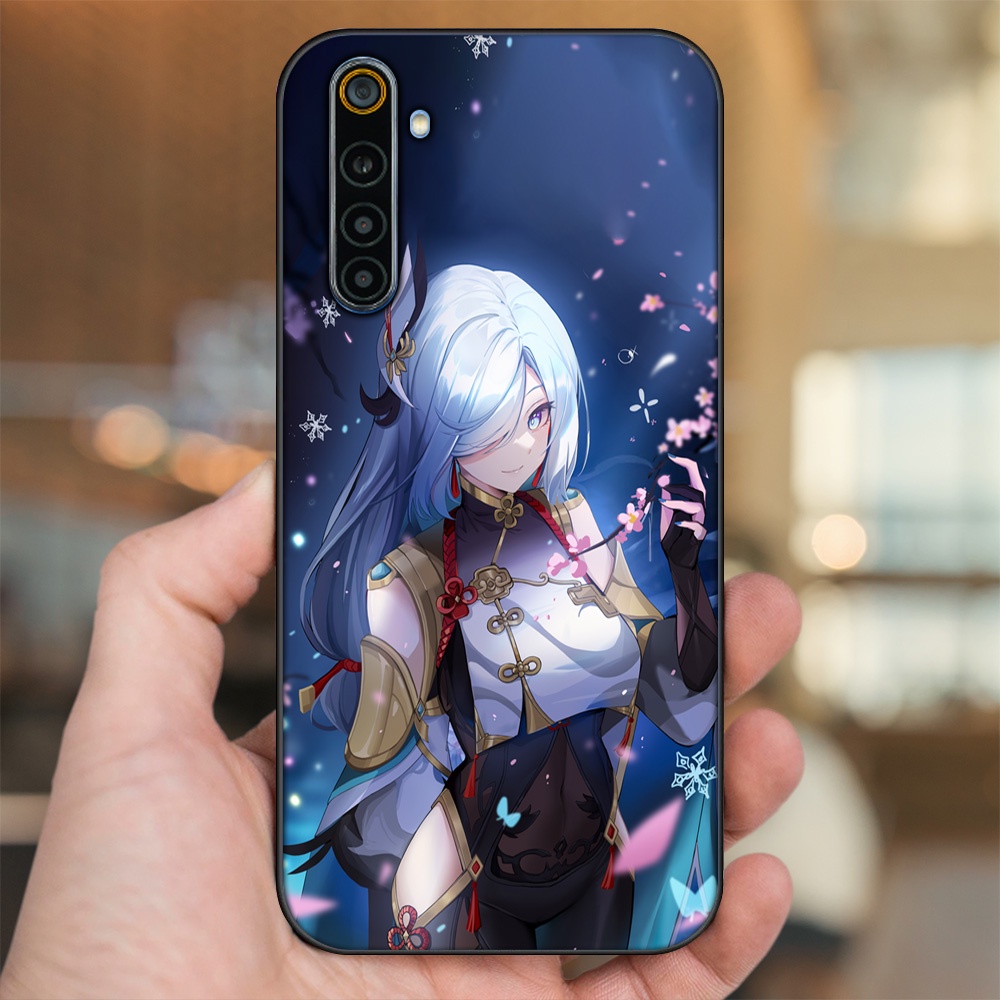 Ốp lưng Realme 6, 6 Pro viền đen in hình Shenhe Genshin Impact