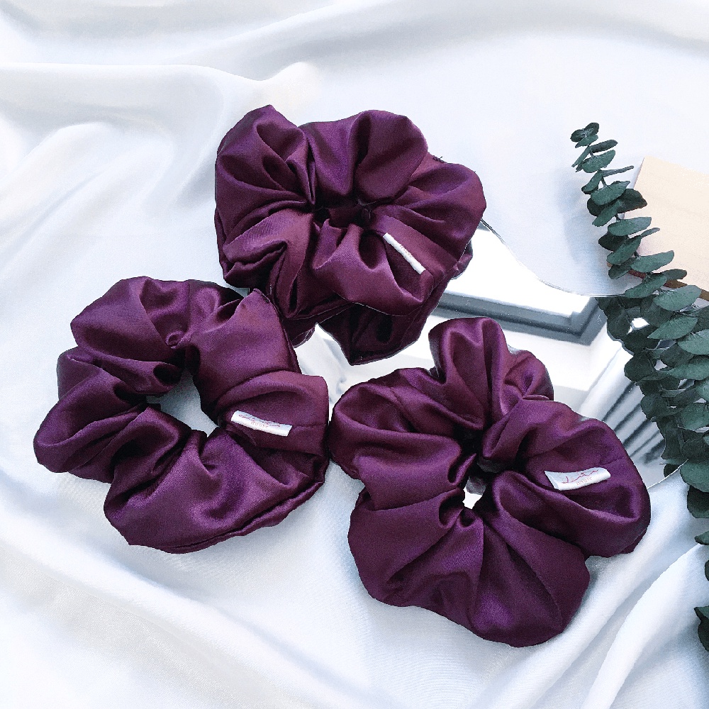 Dây chun buộc tóc Satin Scrunchies Handmade màu trơn