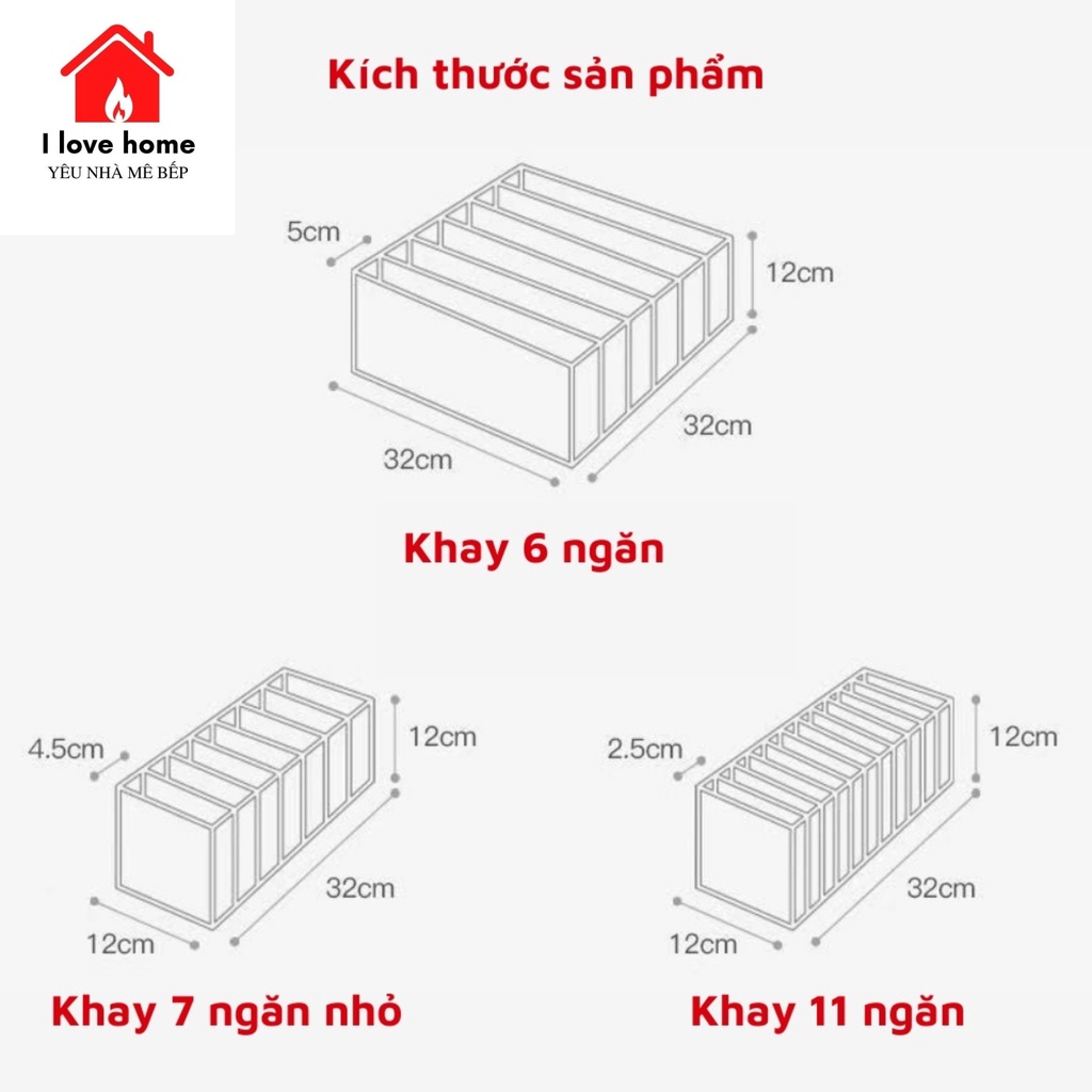 Khay, túi hộp đựng đồ lót, tất, vớ chia ngăn để tủ quần áo, ngăn kéo gọn gàng, tiện lợi