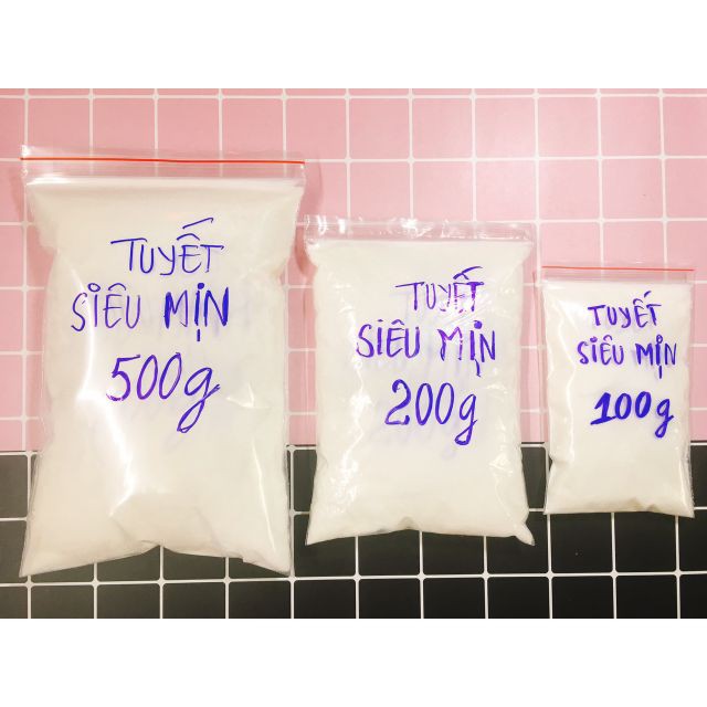 1 KG Tuyết nhân tạo siêu mịn dùng làm slime mây - 1000/500/200 gram tuyết nhân tạo