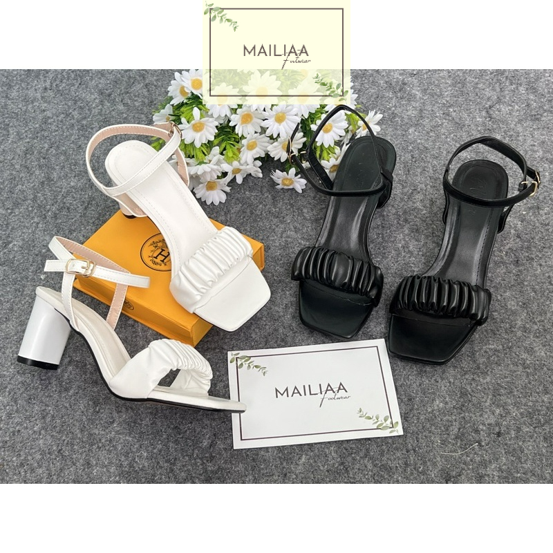 Sandal gót trụ 7 phân MAILIAA quai nhúng siêu mềm