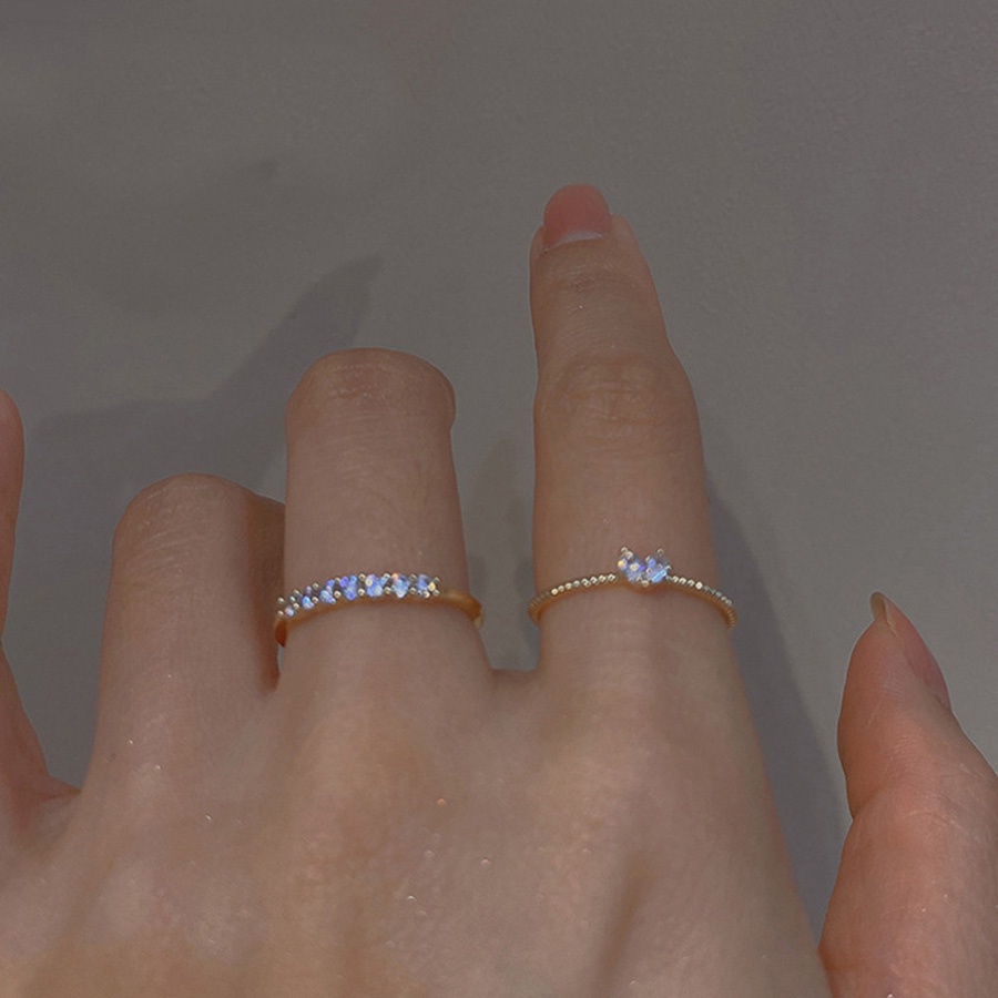 Nhẫn Thép Titan Đính Kim Cương Pha Lê Hình Trái Tim 2 Trong 1 Màu Sắc