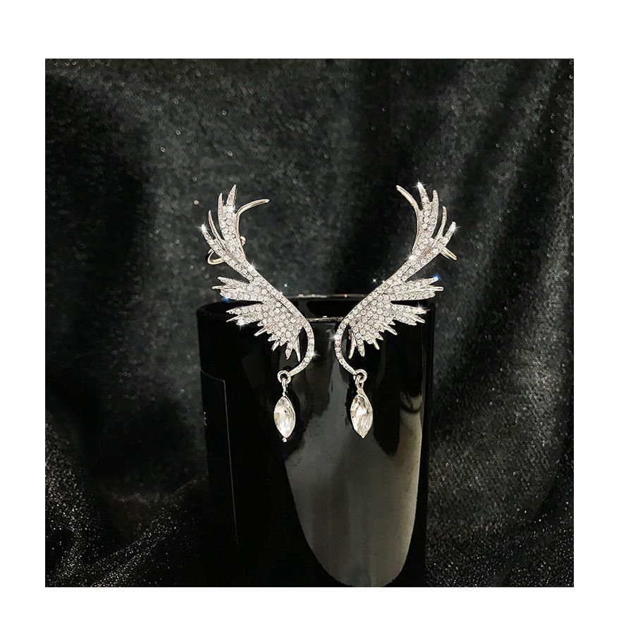 (1 chiếc) Bông tai cánh tiên nữ HẠT ĐÁ kiểu cổ trang cổ điển