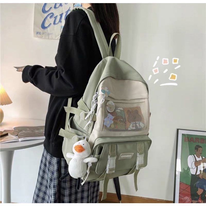 BALO HỘP VẢI PHỐI LƯỚI MÀU - BL06-vừa A4
