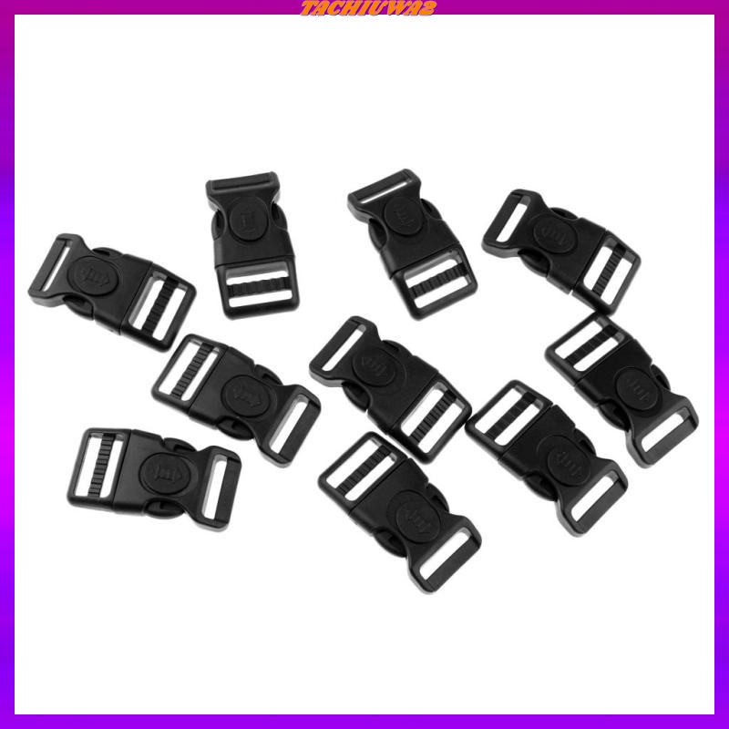 Set 2 10 Khóa Cài Cong Bằng Nhựa Màu Đen 15mm Chuyên Dụng Làm Vòng Tay Paracord